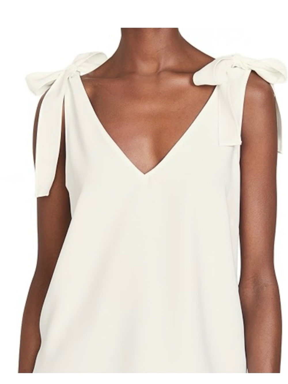 Amanda Uprichard Ivory Tie-Shoulder V-Neck Tank Top